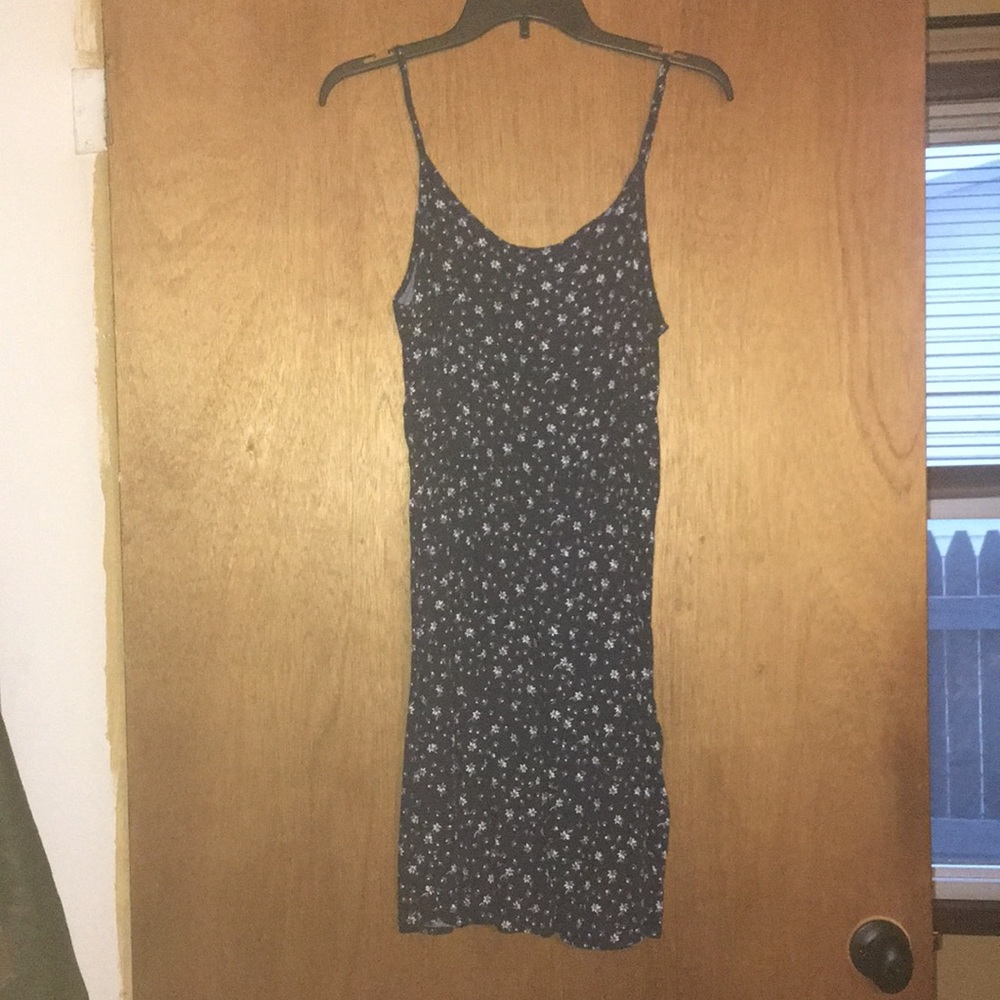 Navy blue flower print sun dress